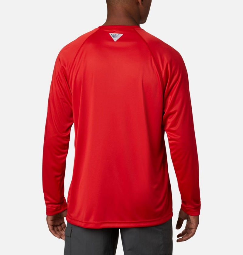 Red Columbia PFG Terminal Tackle Long Sleeve Men's T-Shirt | 92064EDCV