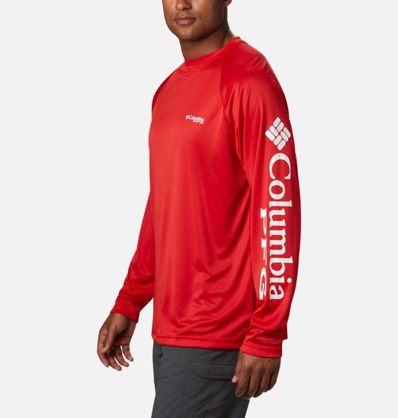 Red Columbia PFG Terminal Tackle Long Sleeve Men's T-Shirt | 92064EDCV