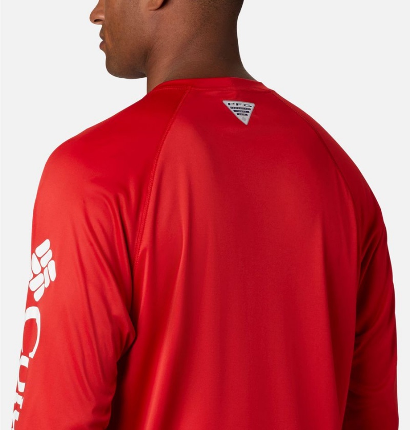 Red Columbia PFG Terminal Tackle Long Sleeve Men's T-Shirt | 92064EDCV