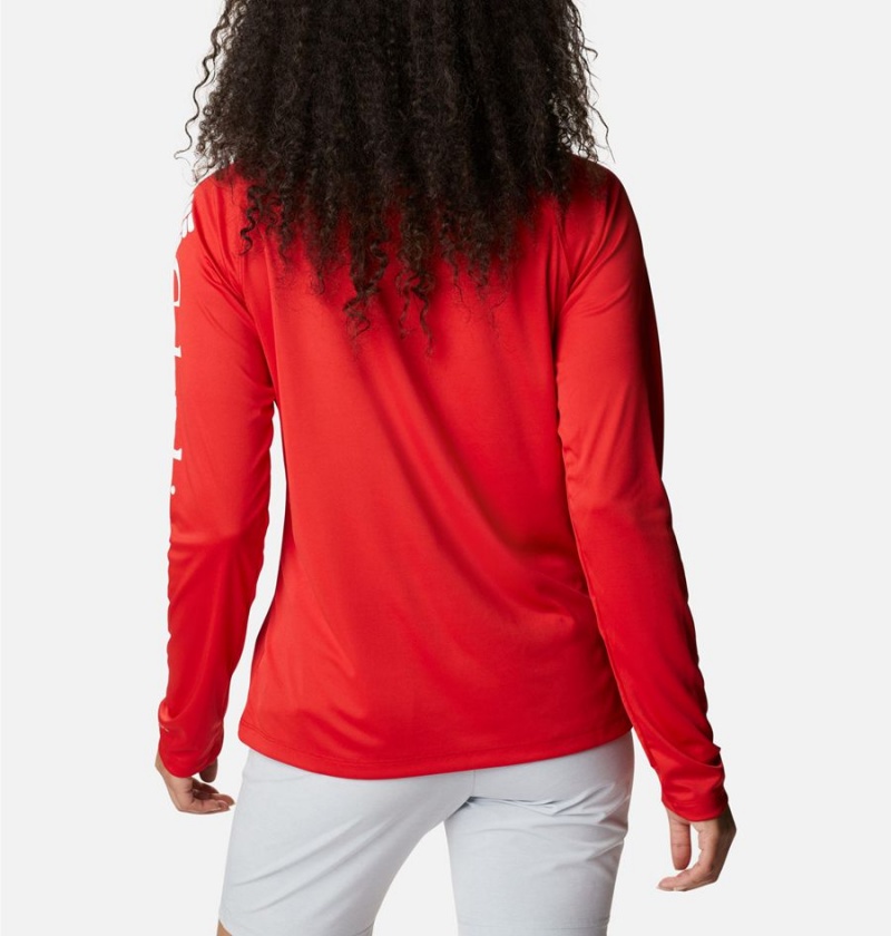 Red Columbia PFG Tidal II Long Sleeve Women's T-Shirt | 49687GNBW