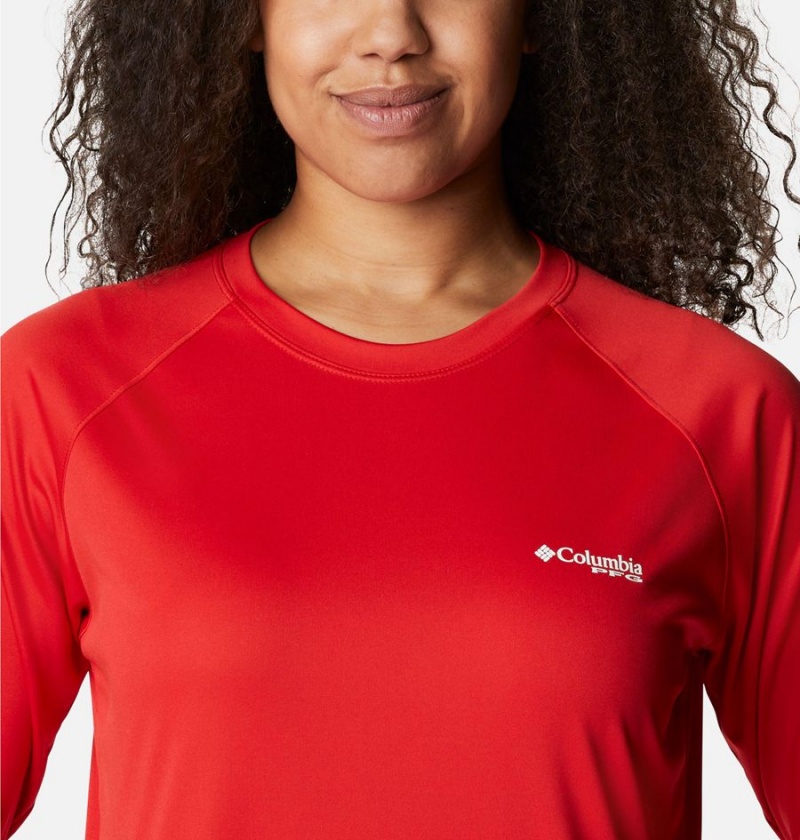 Red Columbia PFG Tidal II Long Sleeve Women's T-Shirt | 49687GNBW