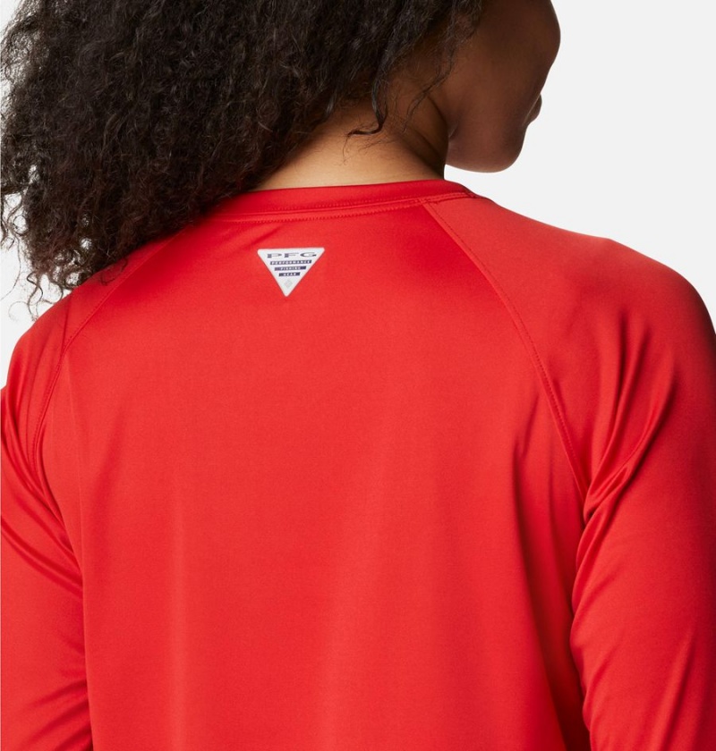 Red Columbia PFG Tidal II Long Sleeve Women's T-Shirt | 49687GNBW