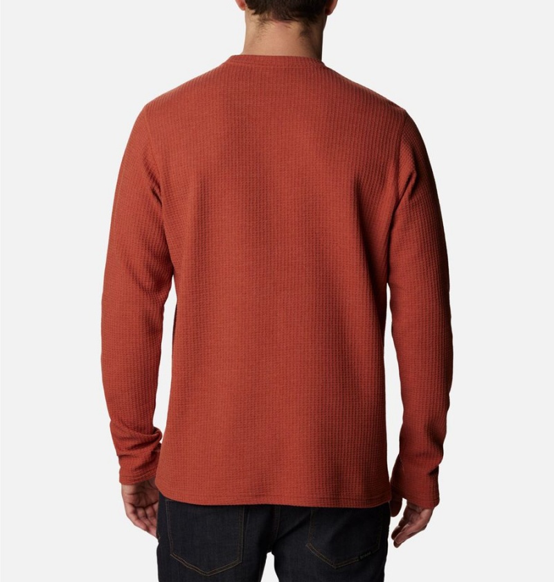 Red Columbia Pine Peak II Waffle Long Sleeve Crew Men's T-Shirt | 31042QHSL