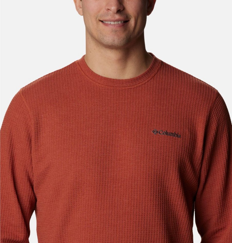 Red Columbia Pine Peak II Waffle Long Sleeve Crew Men's T-Shirt | 31042QHSL