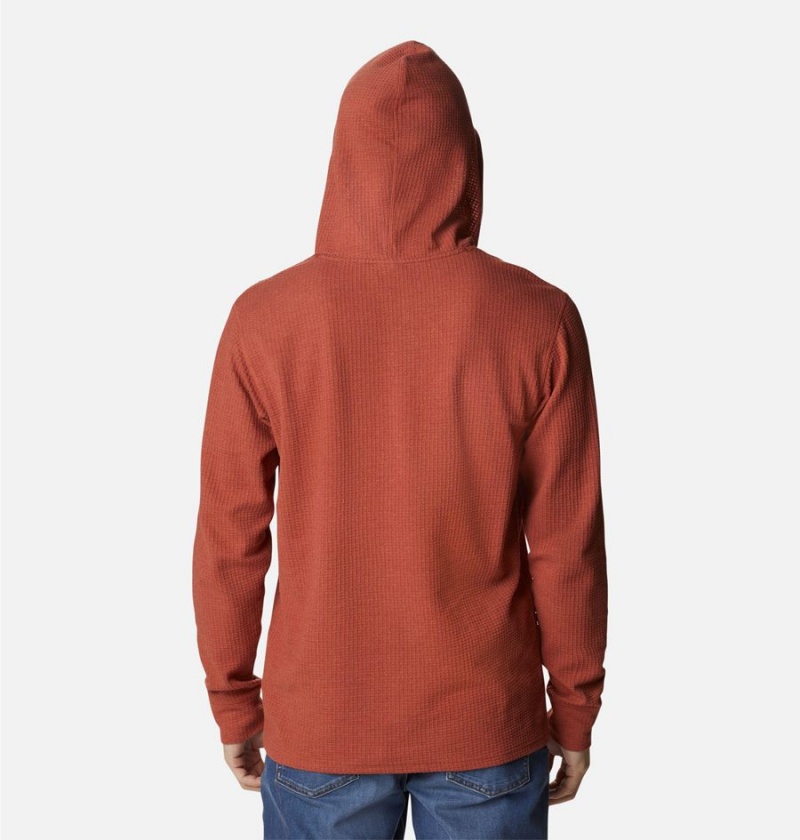 Red Columbia Pine Peak Waffle Men's Hoodie | 64085GHFA