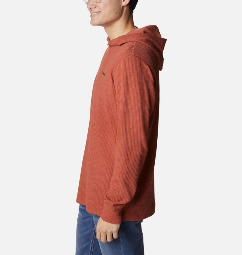 Red Columbia Pine Peak Waffle Men's Hoodie | 64085GHFA