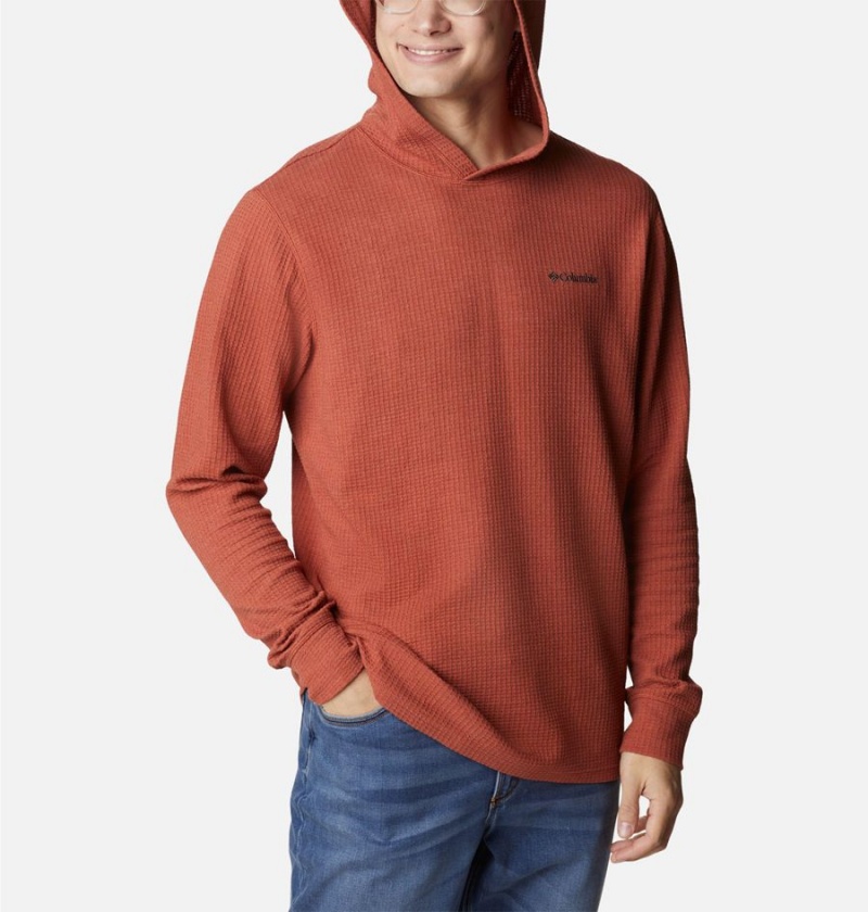 Red Columbia Pine Peak Waffle Men's Hoodie | 64085GHFA