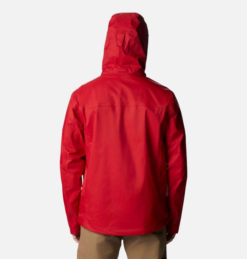 Red Columbia Pouration Men's Rain Jacket | 62403TEIS