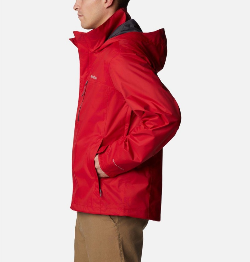 Red Columbia Pouration Men's Rain Jacket | 62403TEIS