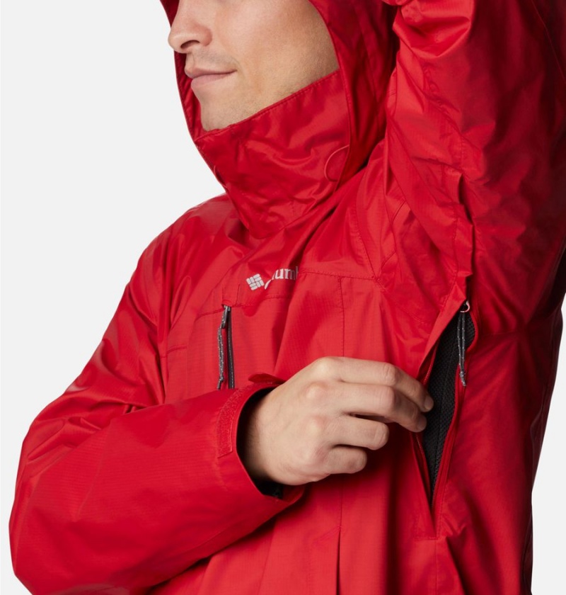 Red Columbia Pouration Men's Rain Jacket | 62403TEIS