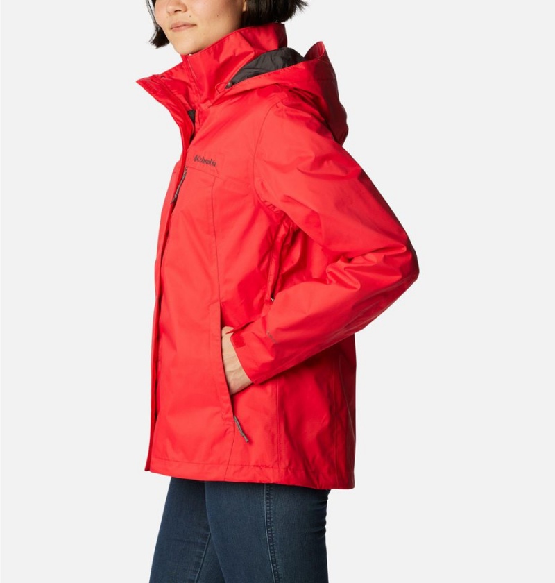 Red Columbia Pouration Women's Rain Jacket | 74896KHEF