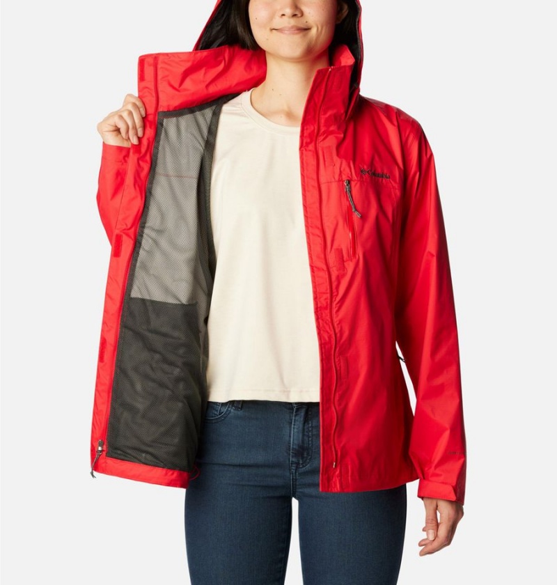 Red Columbia Pouration Women's Rain Jacket | 74896KHEF