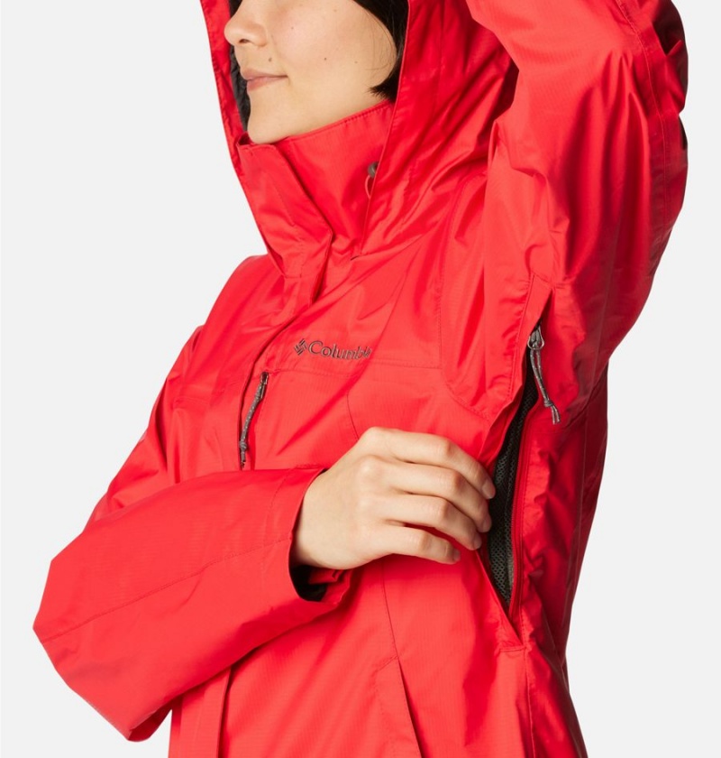 Red Columbia Pouration Women's Rain Jacket | 74896KHEF