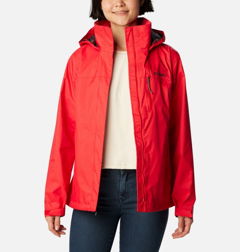 Red Columbia Pouration Women's Rain Jacket | 74896KHEF