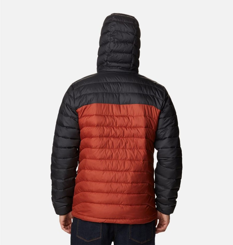 Red Columbia Powder Lite Hooded Insulated Men's Puffer Jacket | 57621GUKI