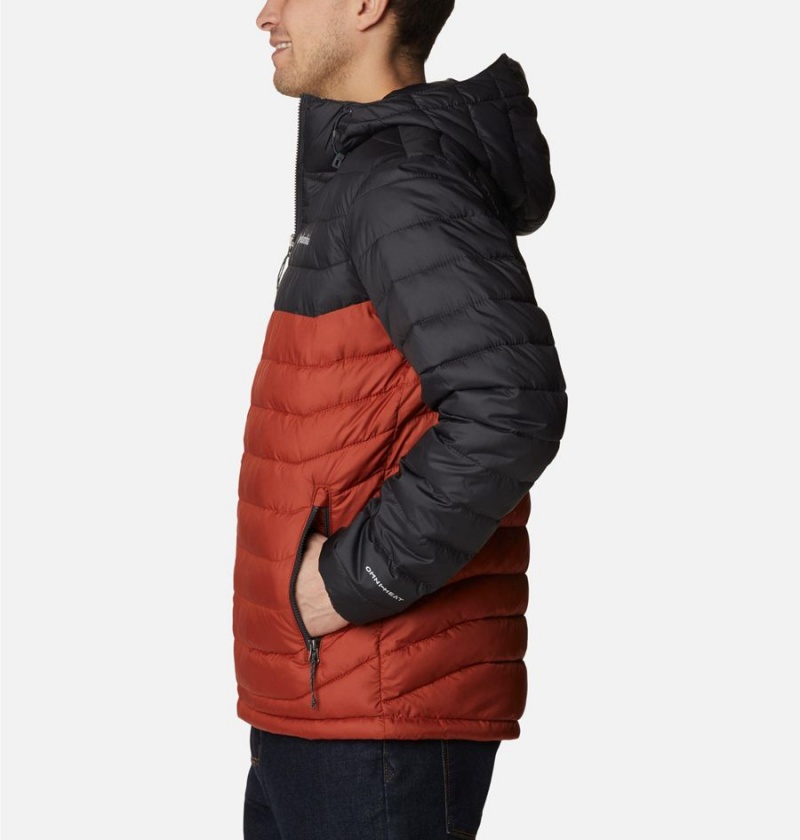 Red Columbia Powder Lite Hooded Insulated Men's Puffer Jacket | 57621GUKI