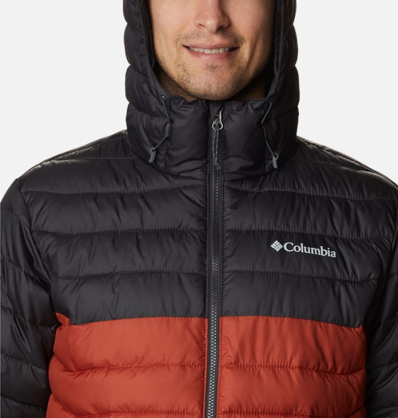 Red Columbia Powder Lite Hooded Insulated Men's Puffer Jacket | 57621GUKI