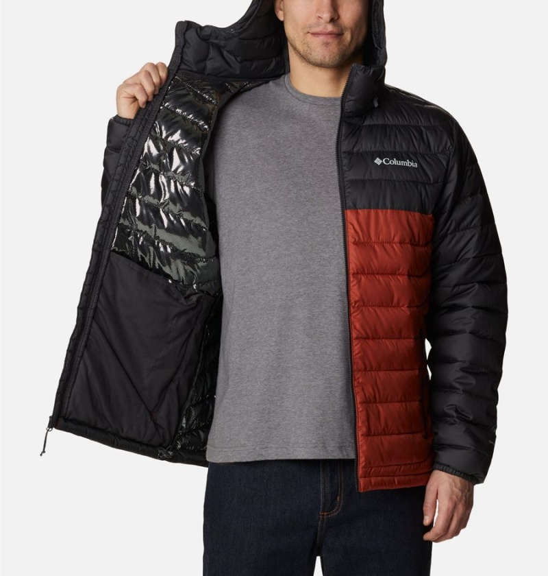 Red Columbia Powder Lite Hooded Insulated Men's Puffer Jacket | 57621GUKI