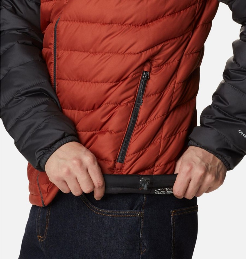 Red Columbia Powder Lite Hooded Insulated Men's Puffer Jacket | 57621GUKI