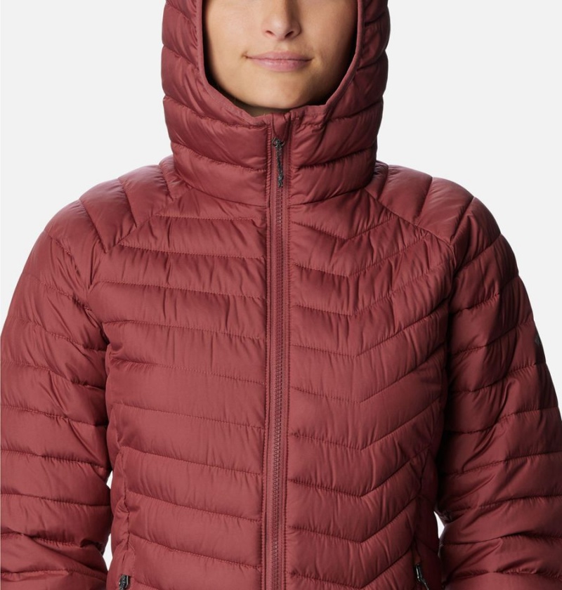 Red Columbia Powder Lite Hooded Women's Puffer Jacket | 42986ZKFR