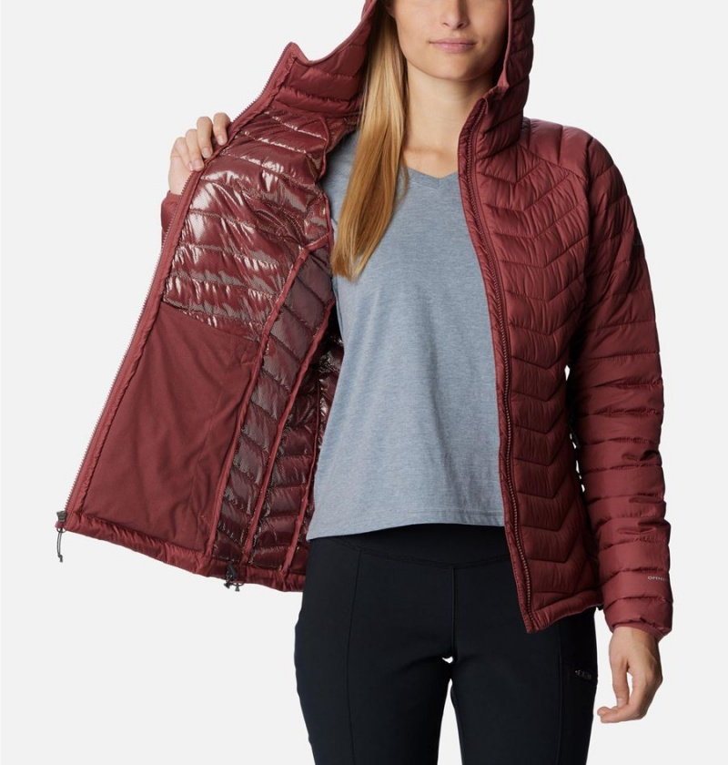 Red Columbia Powder Lite Hooded Women's Puffer Jacket | 42986ZKFR