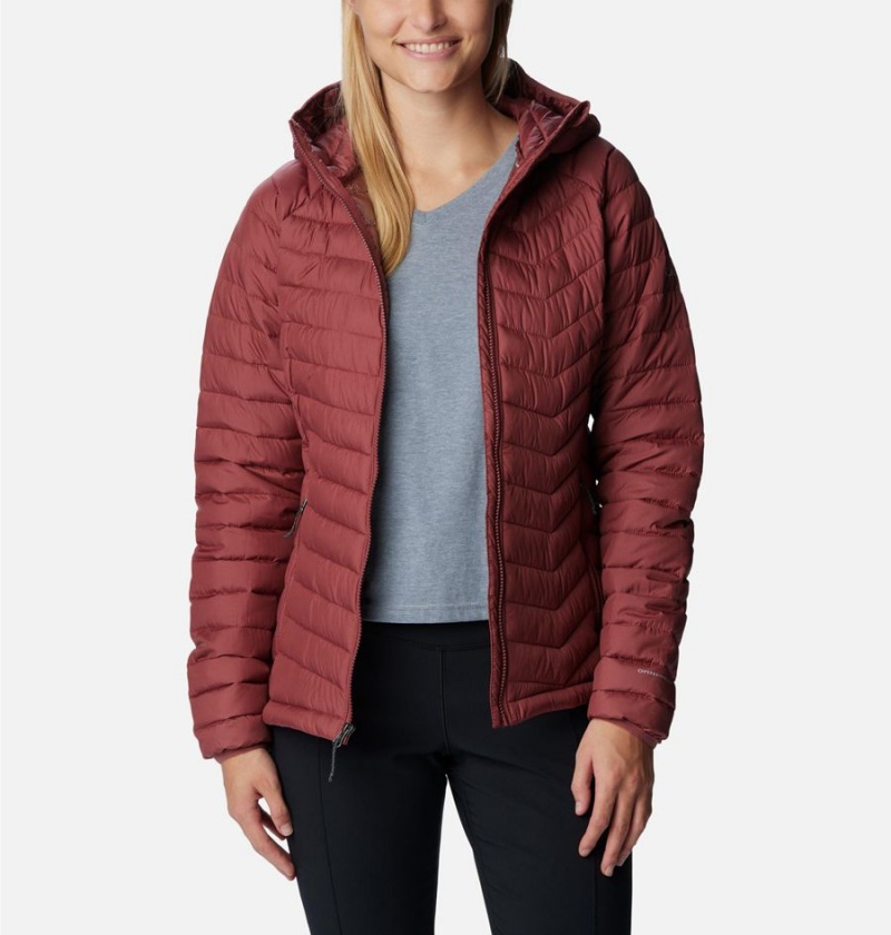 Red Columbia Powder Lite Hooded Women's Puffer Jacket | 42986ZKFR