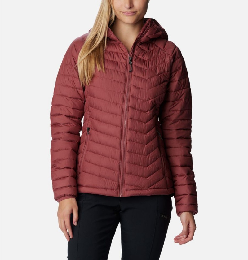 Red Columbia Powder Lite Hooded Women\'s Puffer Jacket | 42986ZKFR