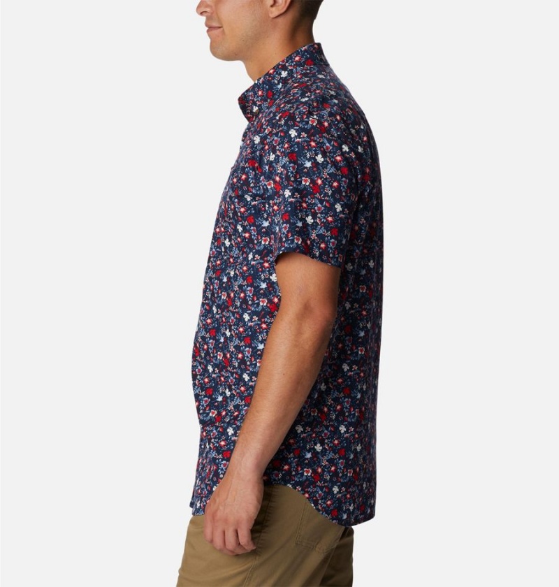 Red Columbia Rapid Rivers Printed Short Sleeve Men's Shirt | 04126SRIF