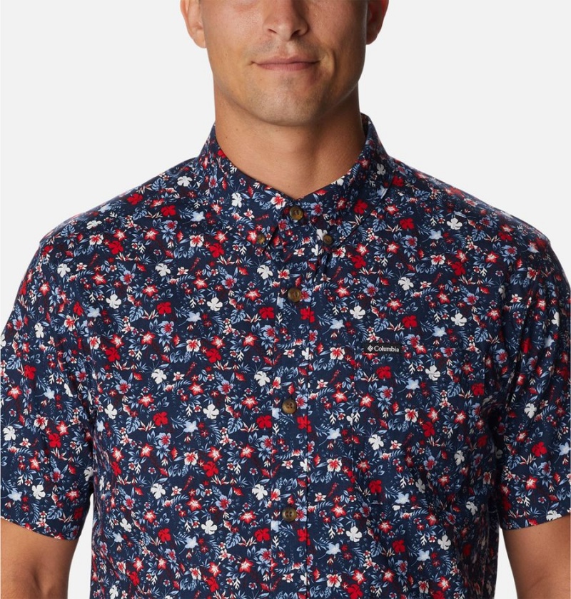 Red Columbia Rapid Rivers Printed Short Sleeve Men's Shirt | 04126SRIF