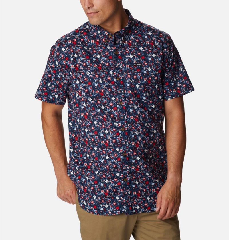 Red Columbia Rapid Rivers Printed Short Sleeve Men's Shirt | 04126SRIF