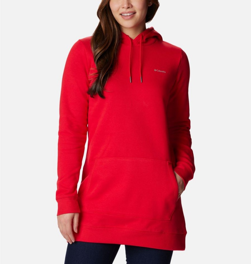 Red Columbia Rush Valley Long Women\'s Hoodie | 48397JMCV