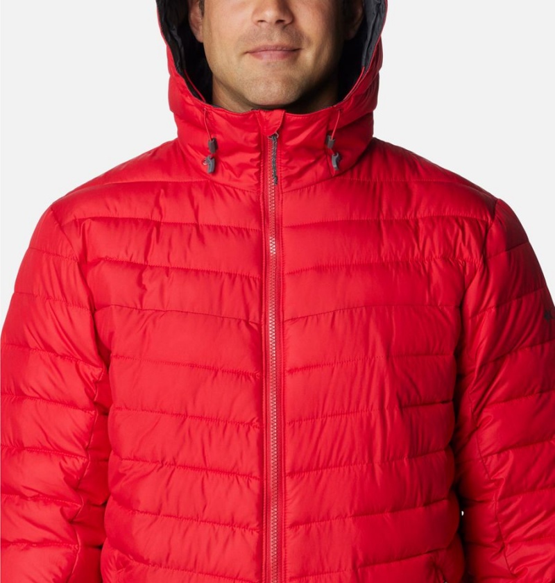 Red Columbia Slope Edge Hooded Insulated Men's Puffer Jacket | 08196VCMX