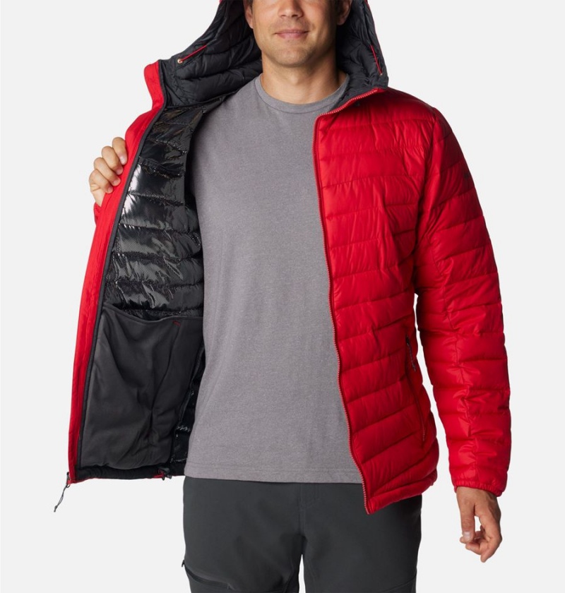 Red Columbia Slope Edge Hooded Insulated Men's Puffer Jacket | 08196VCMX