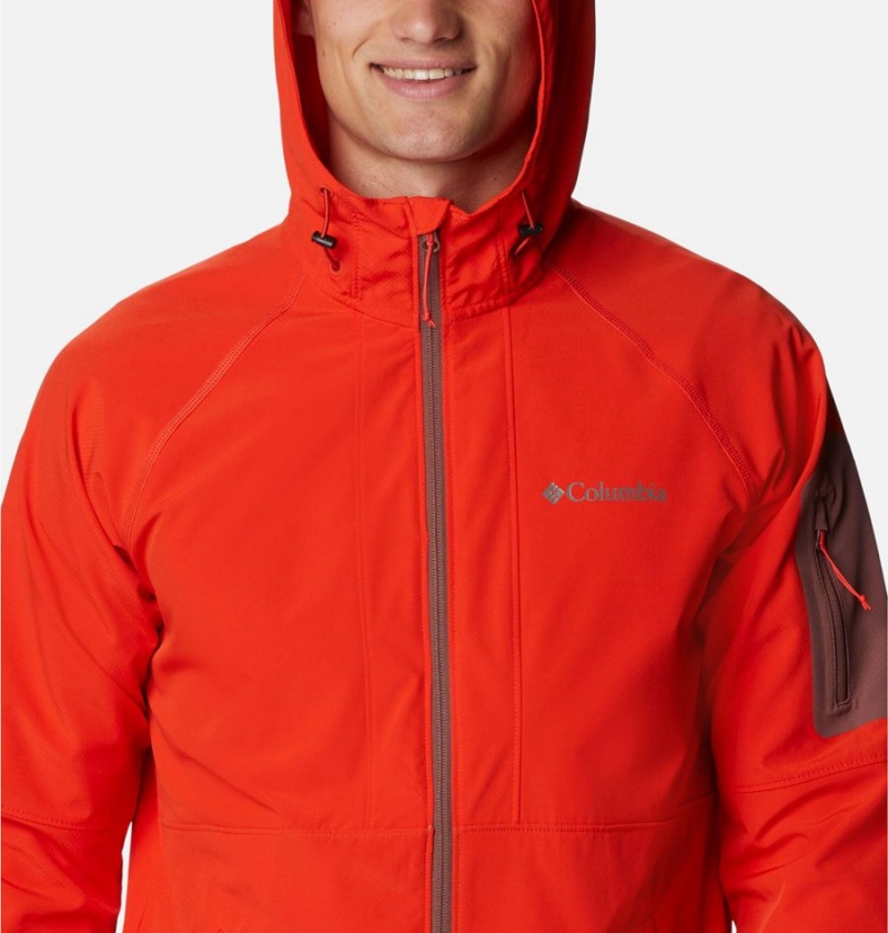 Red Columbia Tall Heights Hooded Men's Softshell Jackets | 73029FKQI