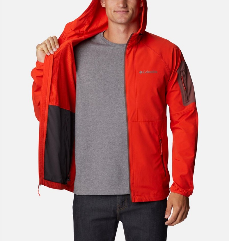 Red Columbia Tall Heights Hooded Men's Softshell Jackets | 73029FKQI