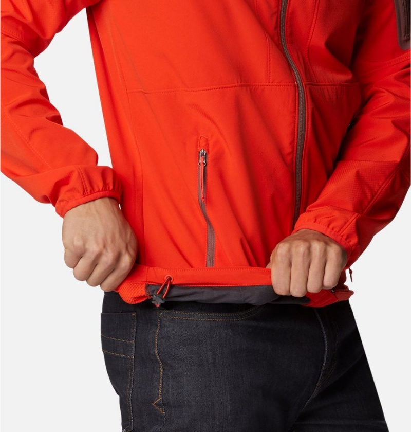 Red Columbia Tall Heights Hooded Men's Softshell Jackets | 73029FKQI