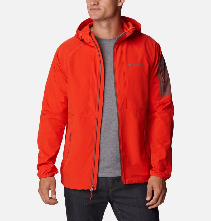 Red Columbia Tall Heights Hooded Men's Softshell Jackets | 73029FKQI