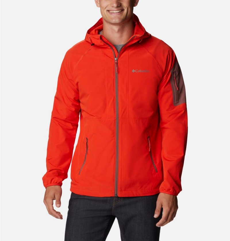 Red Columbia Tall Heights Hooded Men\'s Softshell Jackets | 73029FKQI