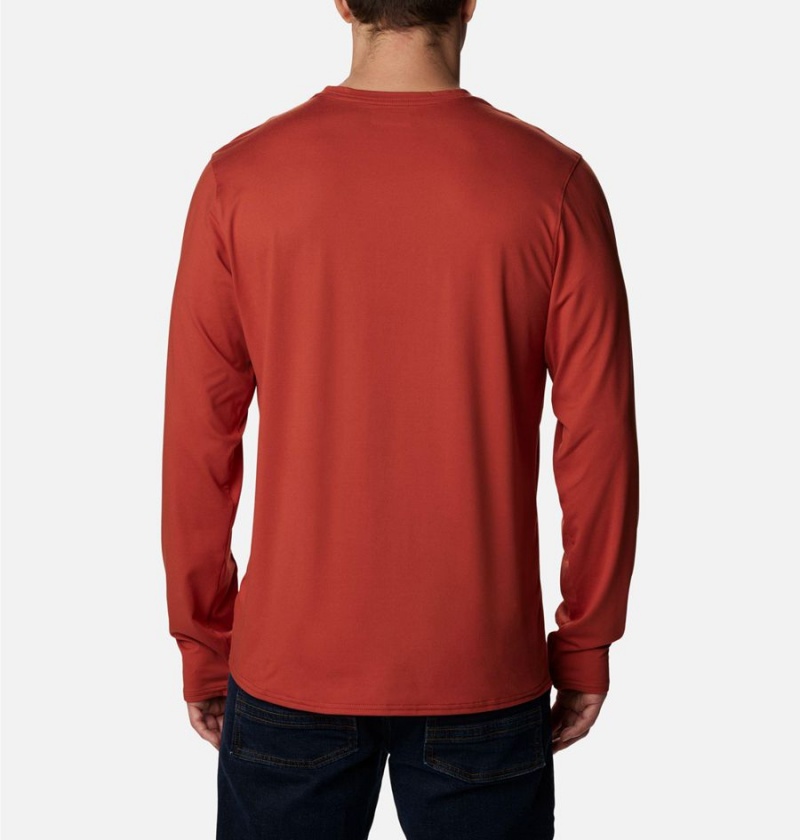 Red Columbia Tech Trail Long Sleeve Crew II Men's T-Shirt | 76213ZWHP