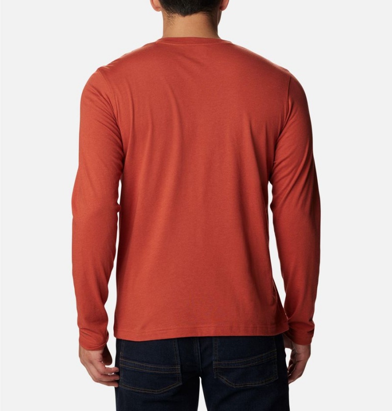 Red Columbia Thistletown Hills Henley Men's T-Shirt | 91680FWVI