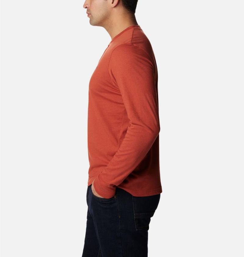 Red Columbia Thistletown Hills Henley Men's T-Shirt | 91680FWVI