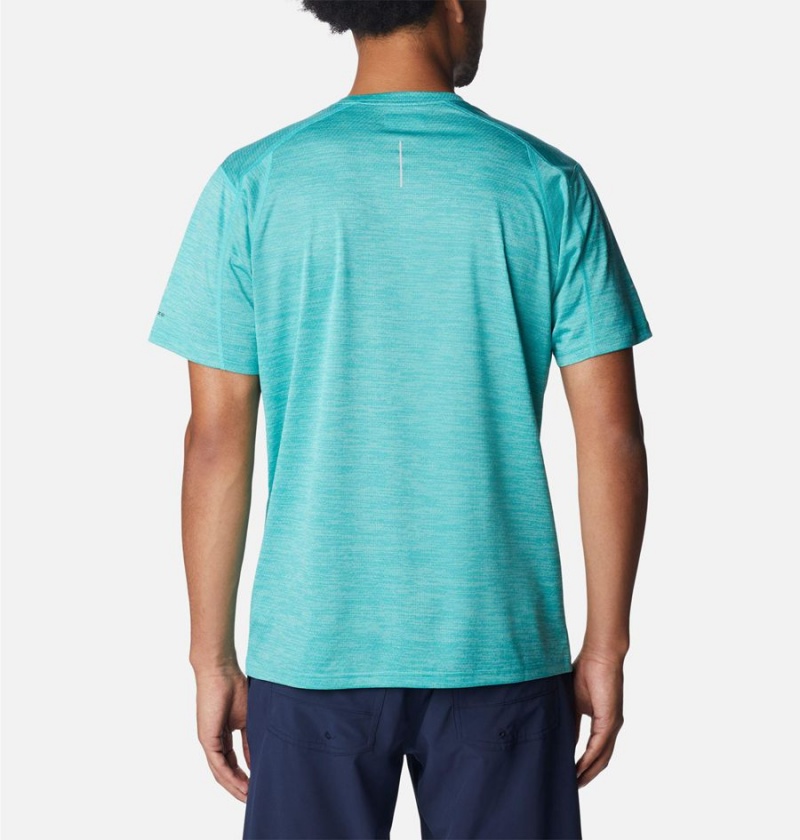 Turquoise Columbia Alpine Chill Zero Short Sleeve Crew Men's T-Shirt | 94156URNZ