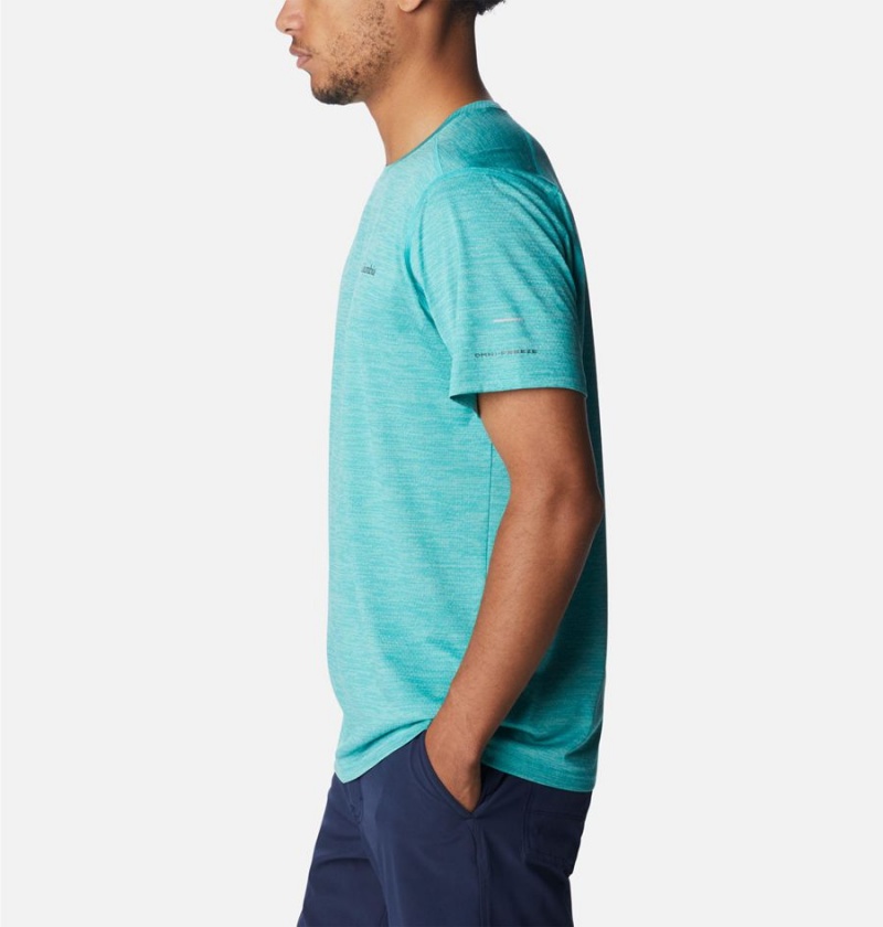 Turquoise Columbia Alpine Chill Zero Short Sleeve Crew Men's T-Shirt | 94156URNZ