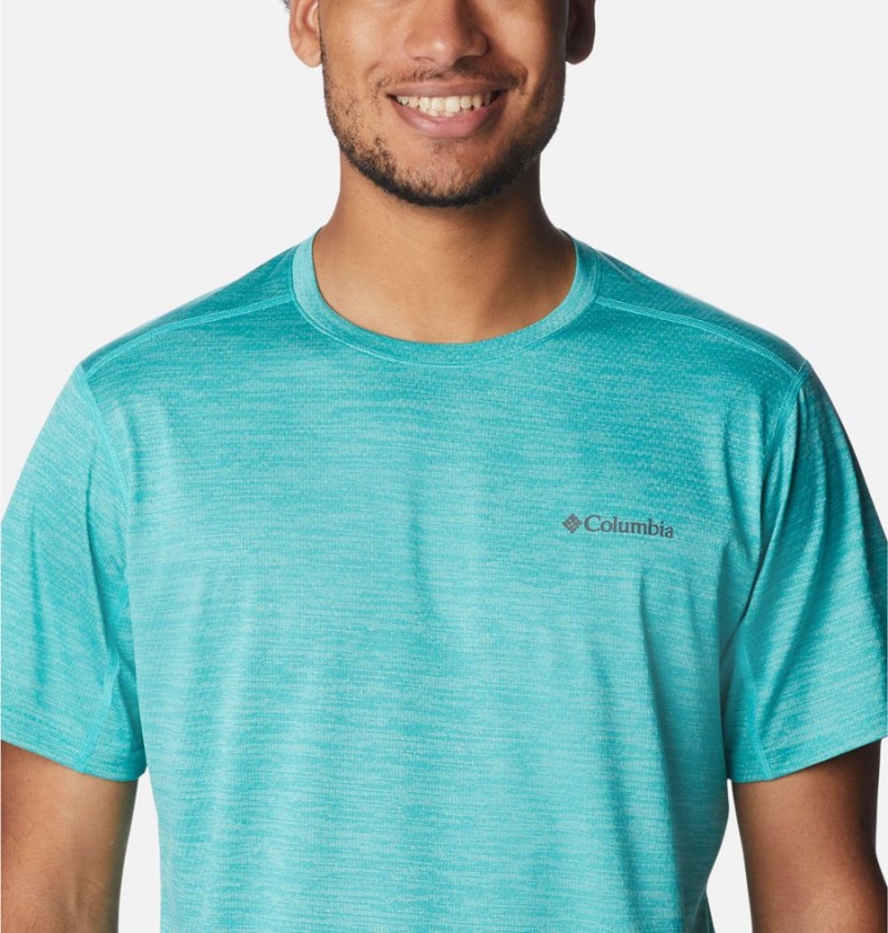 Turquoise Columbia Alpine Chill Zero Short Sleeve Crew Men's T-Shirt | 94156URNZ