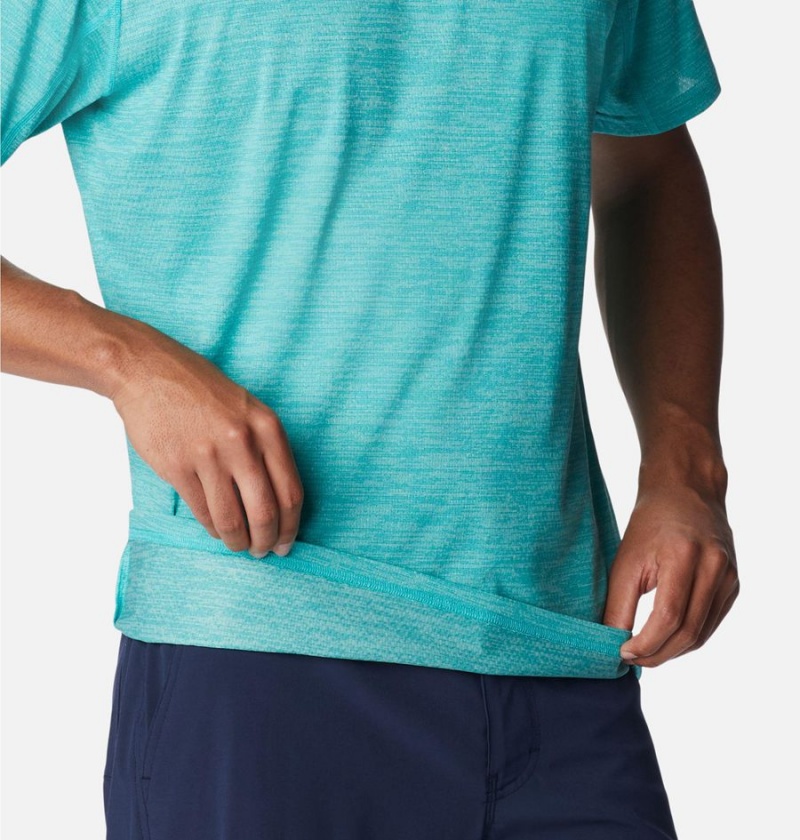 Turquoise Columbia Alpine Chill Zero Short Sleeve Crew Men's T-Shirt | 94156URNZ