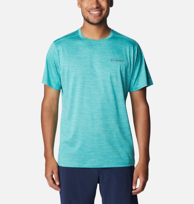 Turquoise Columbia Alpine Chill Zero Short Sleeve Crew Men\'s T-Shirt | 94156URNZ