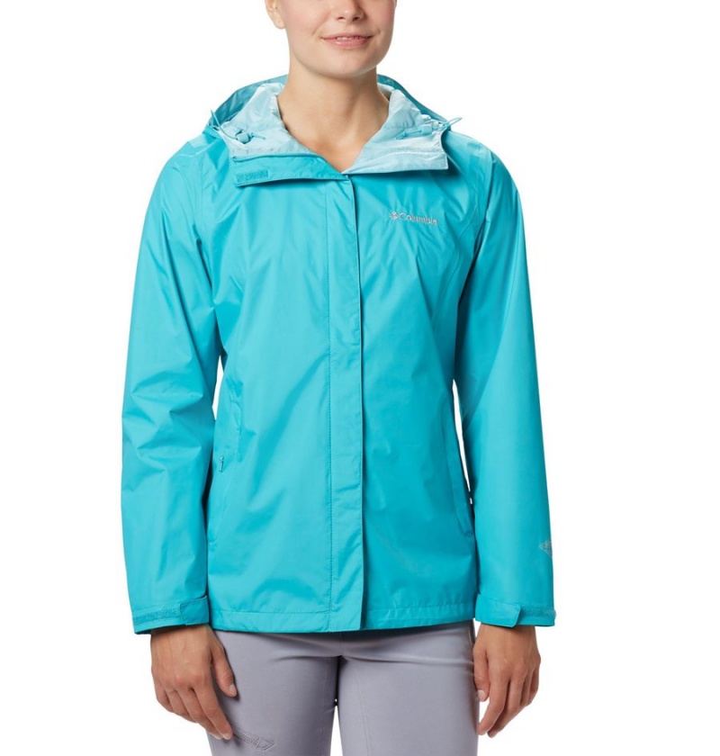 Turquoise Columbia Arcadia II Women\'s Rain Jacket | 29673NFGC