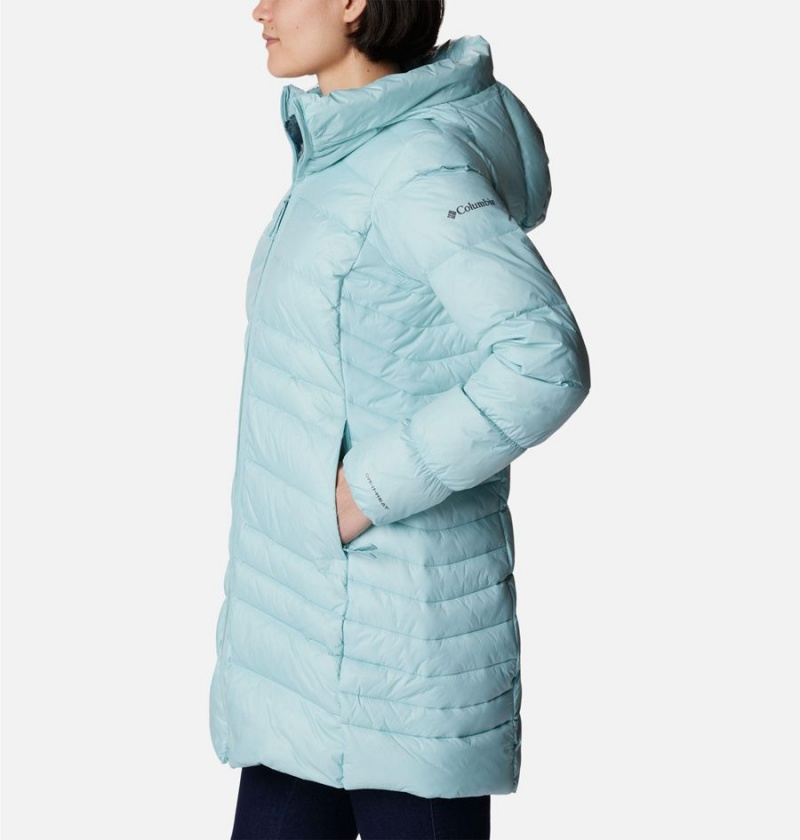 Turquoise Columbia Autumn Park Hooded Mid Women's Puffer Jacket | 69318FMDU