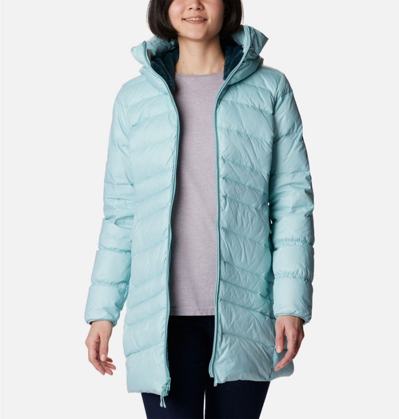 Turquoise Columbia Autumn Park Hooded Mid Women's Puffer Jacket | 69318FMDU