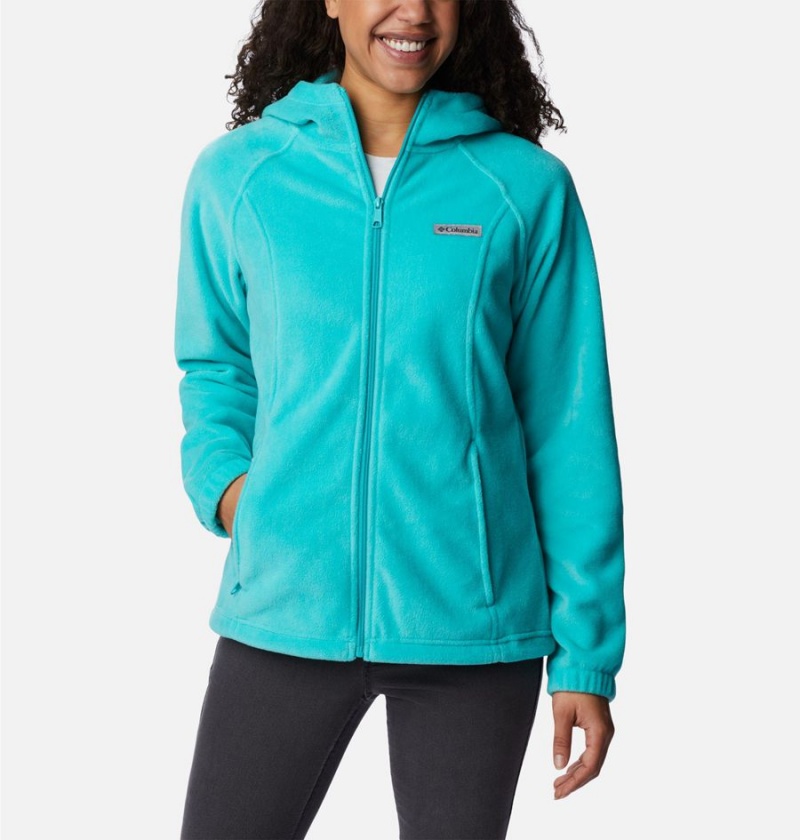 Turquoise Columbia Benton Springs Full Zip Hoodie Women\'s Fleece Jacket | 08756DZMF